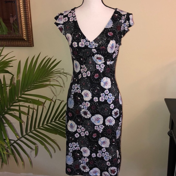 BCBGMaxAzria Dresses & Skirts - Y2K BCBG floral vneck long black dress